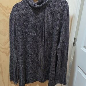 Grace Black and Silver Ribbed Top